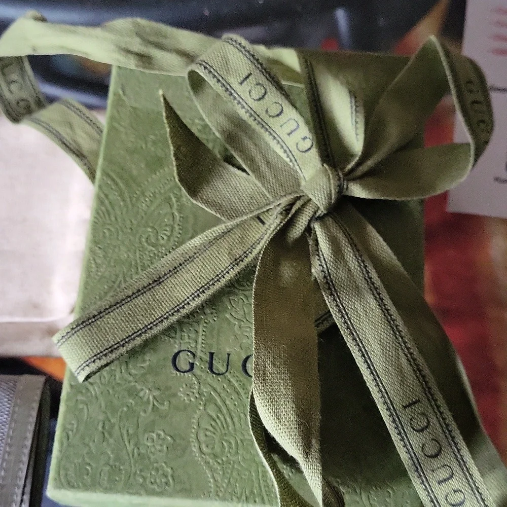 Gucci Silver  New Key Card Holder with Green Box Beautiful.new